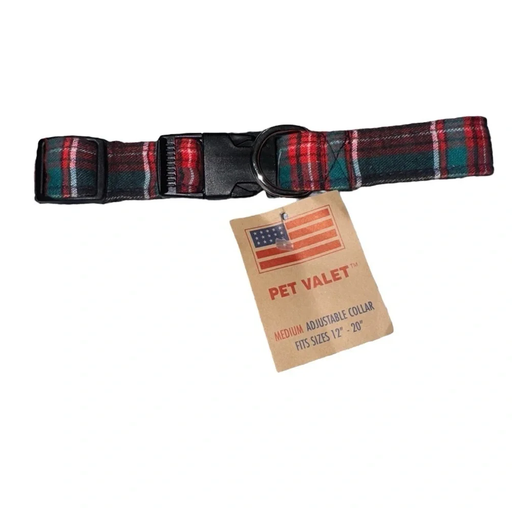 NWT Pet Valet Plaid Dog Collar Size Medium 12”-20”